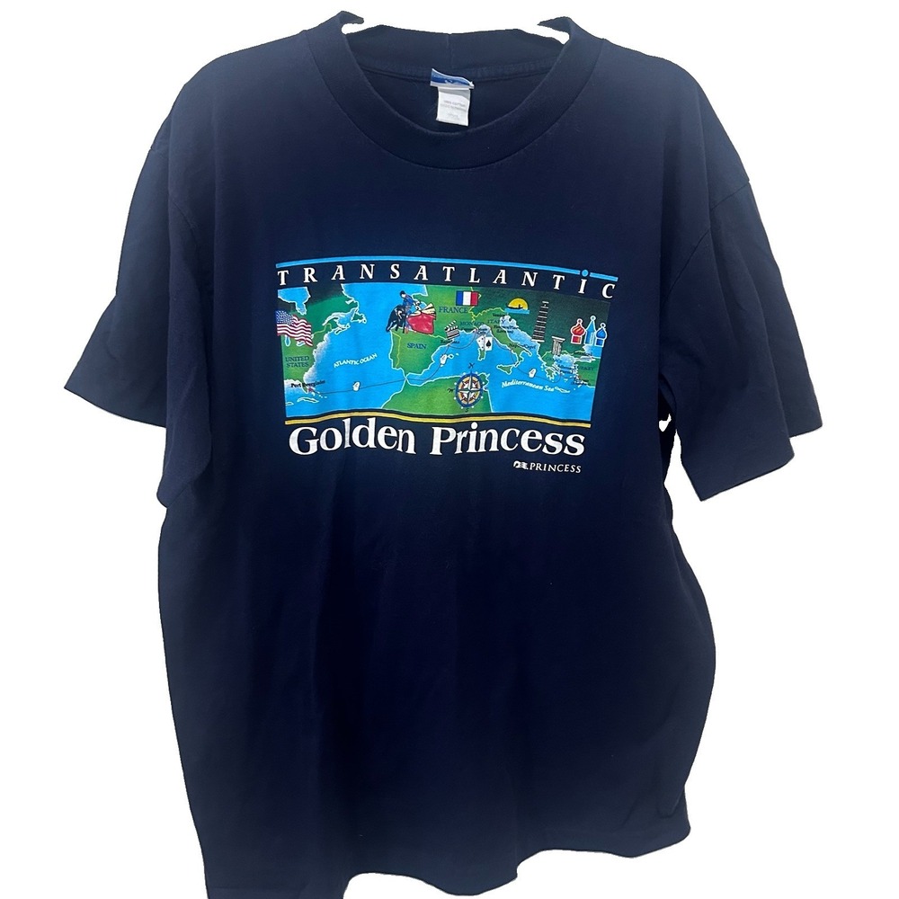 Princess Cruise Blue Men XXL Cotton tshirt Golden Princess Transatlantic VTG